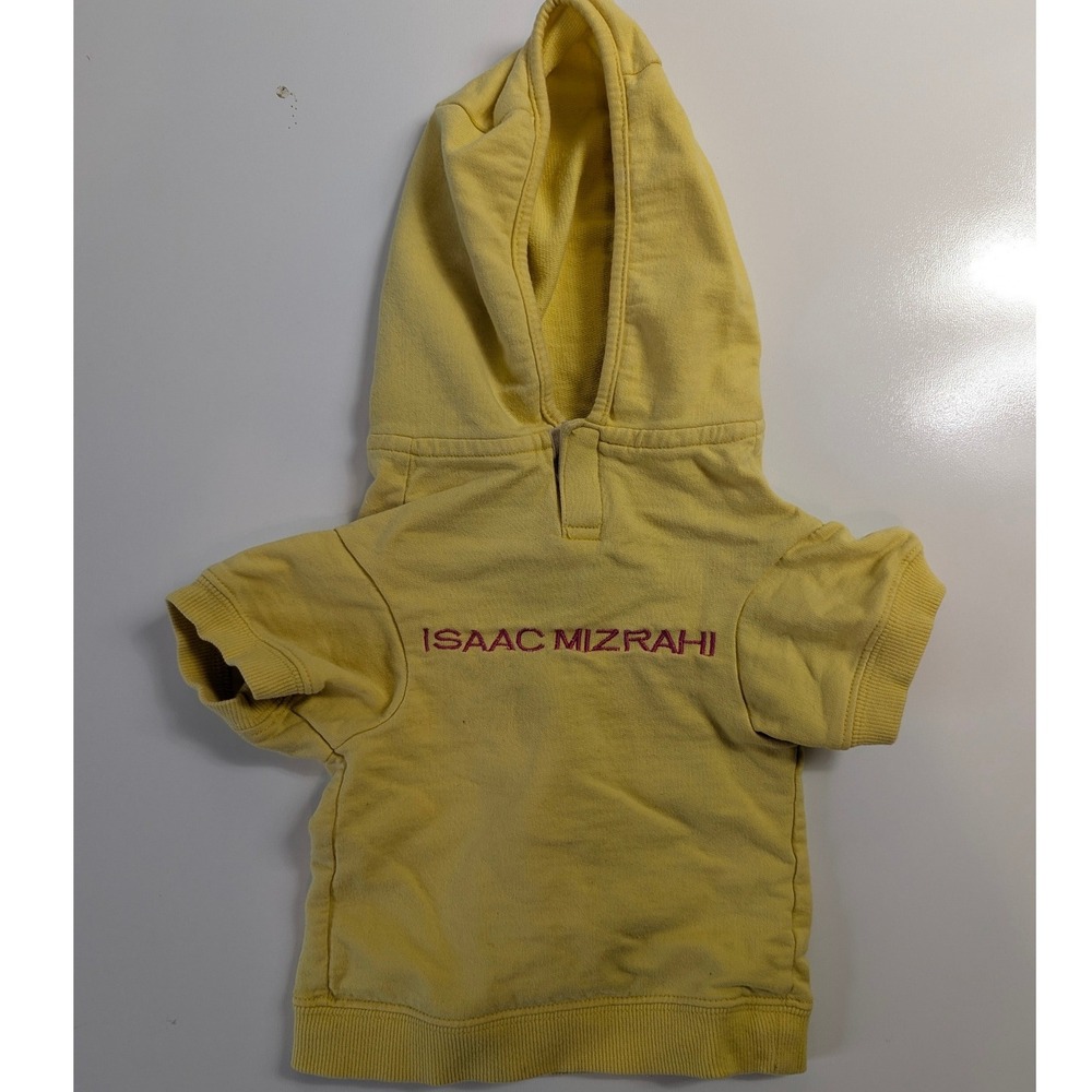 Isaac Mizrahi Yellow Dog Hoodie Small Embroidered 9 Graphic Sweatshirt - Picture 2 of 6